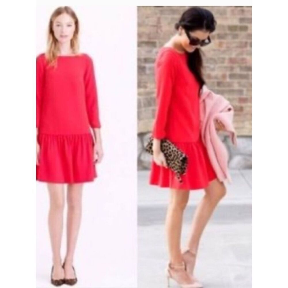 Like New! J. Crew Crepe Drop-Waist Red Dress in Size 4